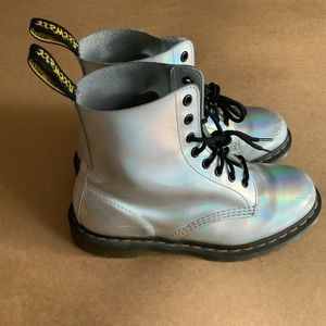 Holographic silver Dr. Martens boots